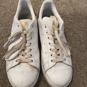 stan smith shoes gold and white